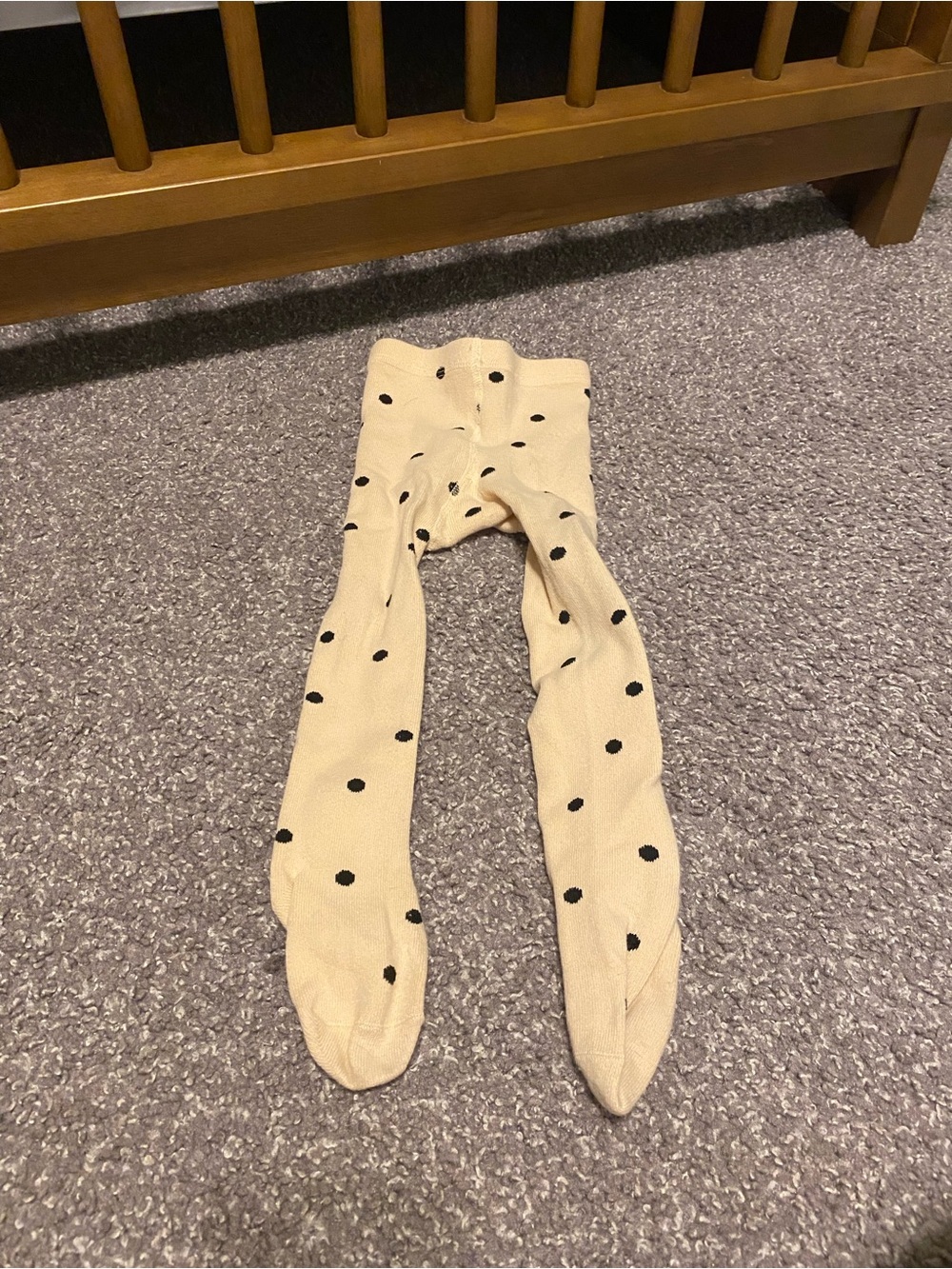 Cream Polka Dot Kids Leggings - Cozy Stretch